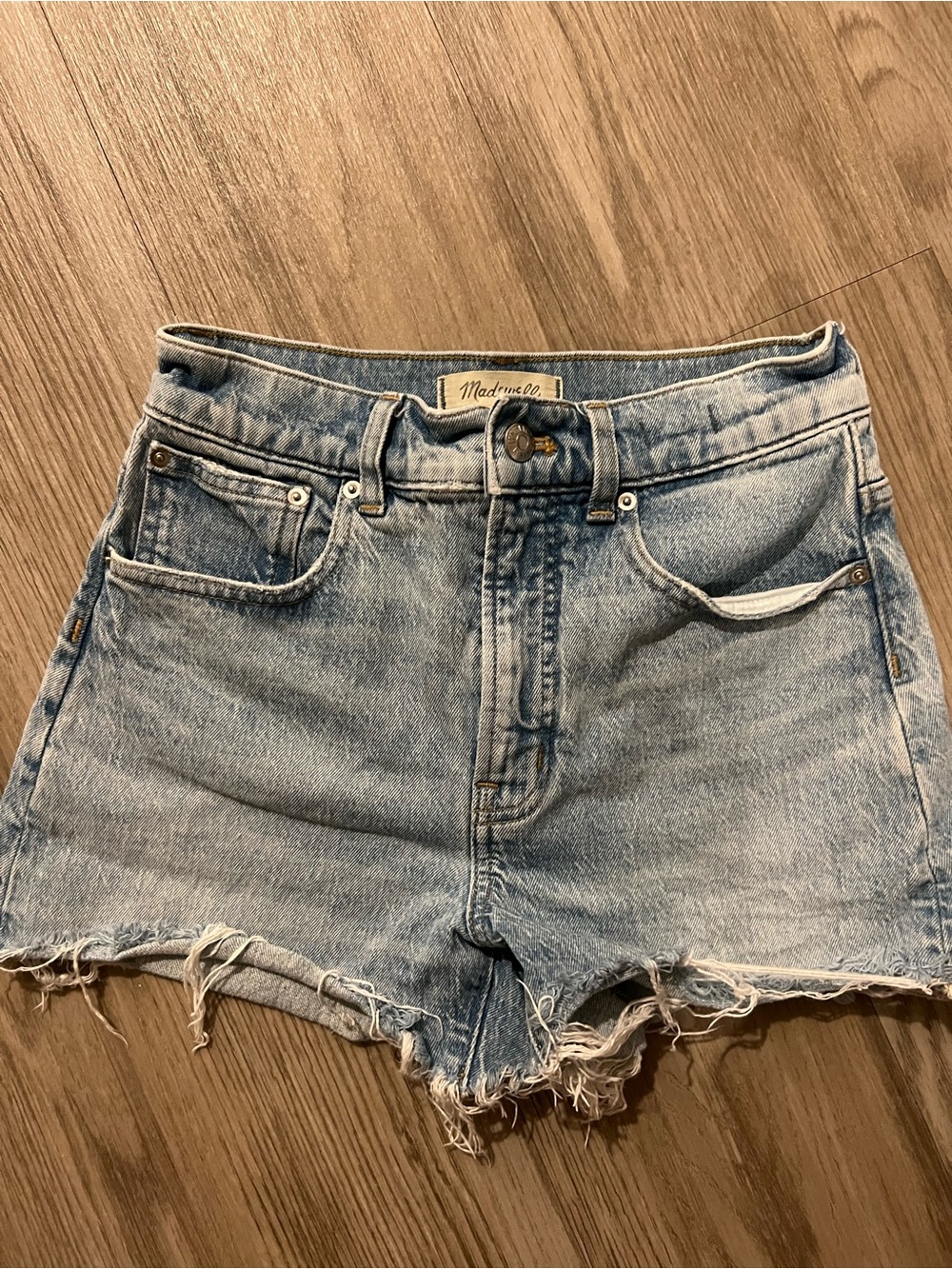 Madewell Distressed Light Blue Denim Cutoff Shorts